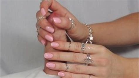 Hd41 Pink Nails With Lots Of Rings Wmv Crystal Nails The Handjobs