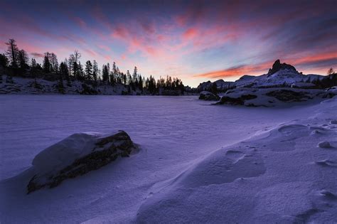 Wallpaper Winter Sky Panorama Lake Snow Alps Ice