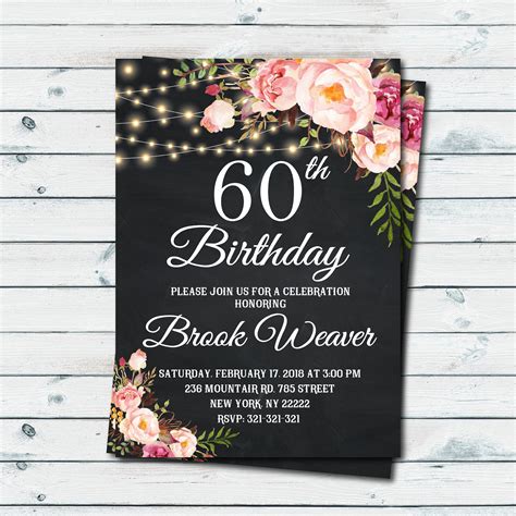 60th Birthday Invitation For Women 60th Birthday Party Any Etsy