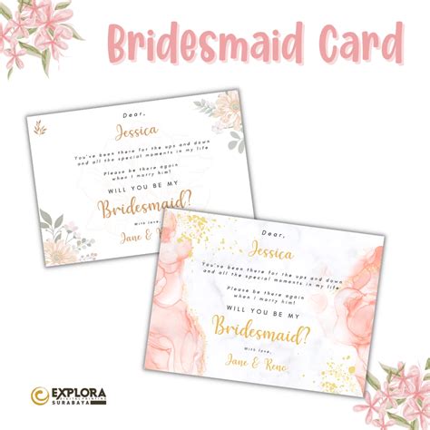 Jual X Cm Kartu Ucapan Bridesmaid Bridesmaid Card Custom