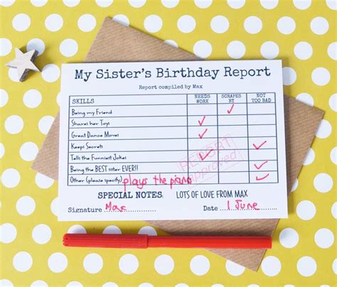 I want to thank you for being my best friend as well. personalised sister birthday report card by make with mum | notonthehighstreet.com