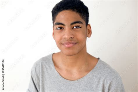 Portrait Of A Smiling African American Teen Boy Cute Face Of A Young