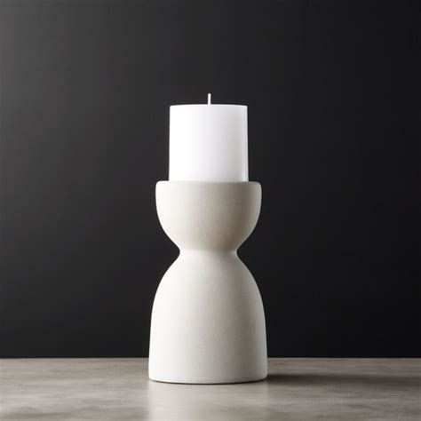 Shop Borough Small Ceramic Pillar Candle Holder Grey Ceramic Shapes Up
