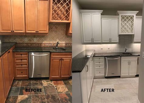 Wood cabinets are the best for painting, but you can sand and paint virtually any surface. 8 Images Staining Kitchen Cabinets Before And After Pictures And Description - Alqu Blog