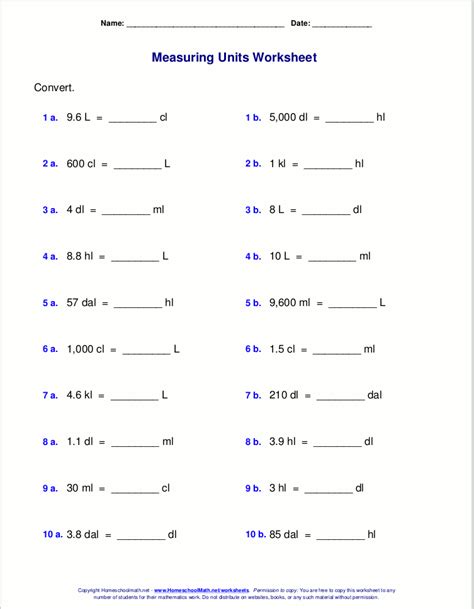 Metric Measuring Units Worksheets Capacity Worksheets Measurement Worksheets 2nd Grade Math