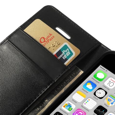 Black Mercury Goospery Sonata Wallet Leather Stand Case For Iphone