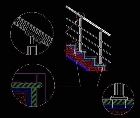 Stairs Detailrisers And Handrails Dwg Section For Autocad Stairs