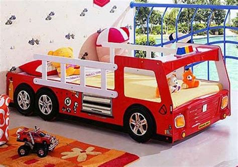 Cute folding ottoman, fire truck. Awesome Room For A Little Boy, The Fire Truck Bed Design ...