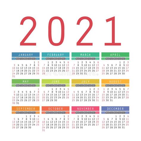 Updated january 28, 2021, 11:39 pm. Calendar 2021 Year. Vector Pocket Or Wall Calender Template. Simple Design. Week Starts On ...