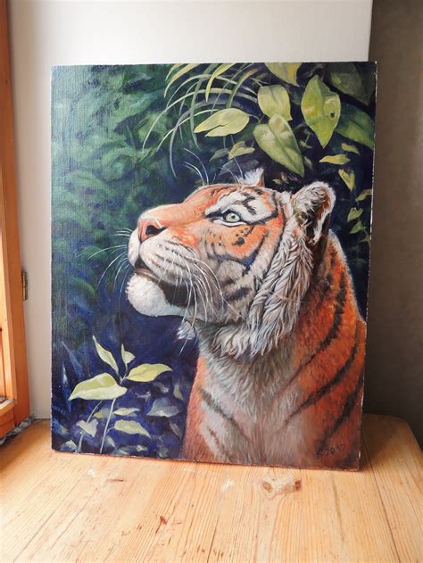 Bengal Tiger Oil Painting Wildlife Artanimal Wall Art Etsy
