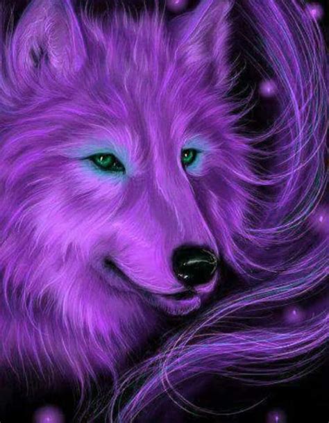 Purple Neon Wolf Мифические существа Белый волк