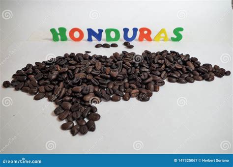 Mapa De Honduras Creado A Partir De Granos De Café En La Etiqueta De