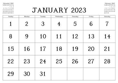 January 2023 Calendar With Holidays Free Printable Templates