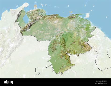 Venezuela Mapa En Relieve Con Borde Y Máscara Fotografía De Stock Alamy
