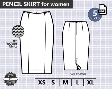 Pencil Skirt Pdf Sewing Pattern Basic Pencil Skirt Pattern Etsy