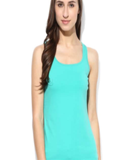 buy tshirtcompany turquoise blue tank top tops for women 1369861 myntra
