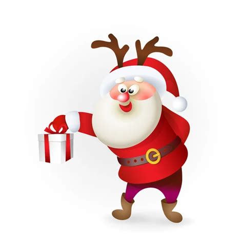 Cheerful Santa Claus Giving A Christmas T Box — Stock Vector