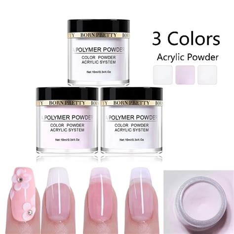 Born Pretty 10ml Pink White Clear Acrylic Powders For Nail Extension