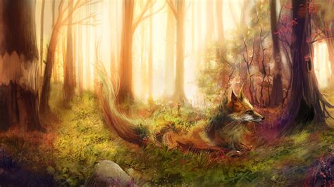 Foxes Painting Art Forest Animals Fox Wallpapers Hd Desktop And