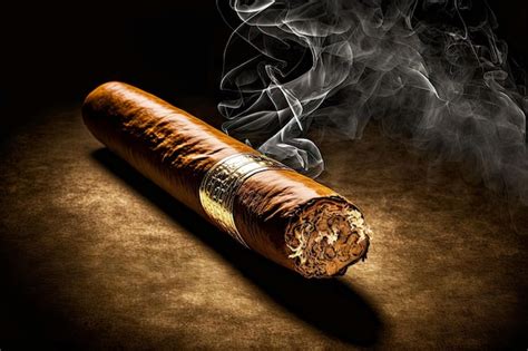 Premium Photo Smoke Emanating From Lit Havana Cigar On Dark Background