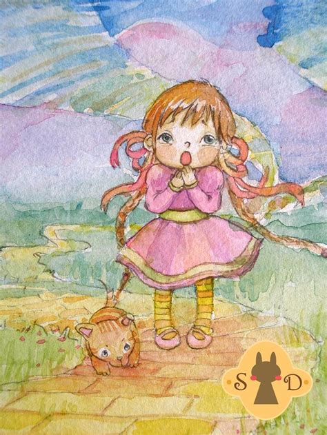 Wizard Of Oz Art Original Watercolor Painting Dorothy And