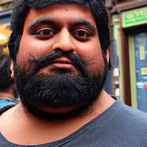 Fat Hairy Indian Guy Looking Drunk In Cambridge Uk Stable Diffusion