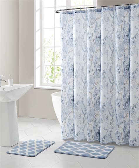 Blue Marble Polyester Shower Curtain Bath Set15 Pieces Mainstays