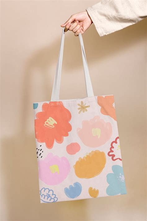 Colorful Floral Tote Bag Psd Premium Psd Mockup Rawpixel