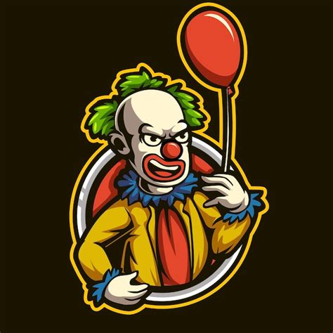 Clown Maskottchen Logo Gaming Illustration Premium Vektor