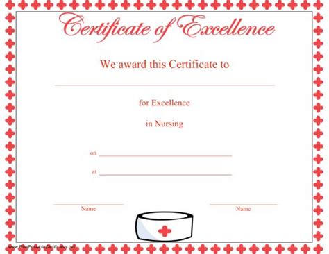 A Certificate For Nurses To Be Awarded With A Red Cross Pattern On The