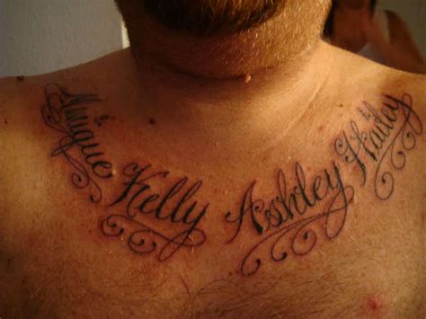 nice lettering necklace tattoo around neck