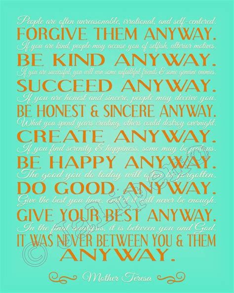 Mother Teresa Do It Anyway Quote Instant Download
