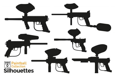 Sammlung Von Paintball Pistolen Silhouetten Satz Von Isolierten
