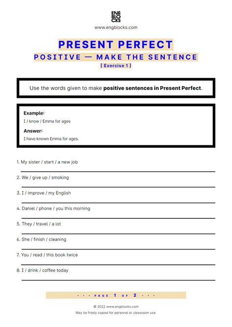 Present Perfect Positive Say What People Have Already Done