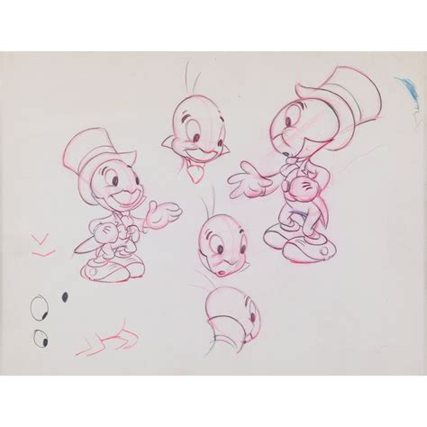 Original Model Drawing Of Jiminy Cricket From Pinocchio