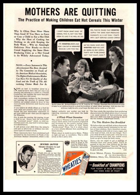 1935 irving jaffe olympic champion ice skater wheaties breakfast cereal print ad ebay