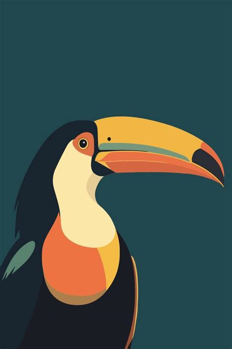 Toucan Sitting On A Tree Branch Vector Illustration In Flat Style