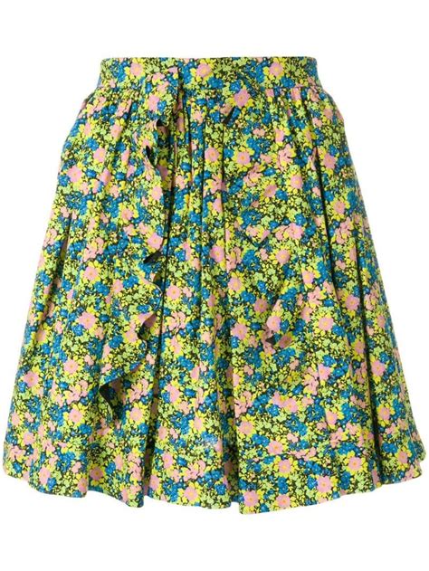 Msgm Floral Print Pleated Skirt Multicolour Printed Pleated Skirt