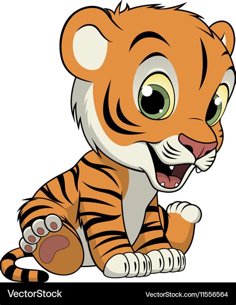 Little Funny Tiger Royalty Free Vector Image Vectorstock