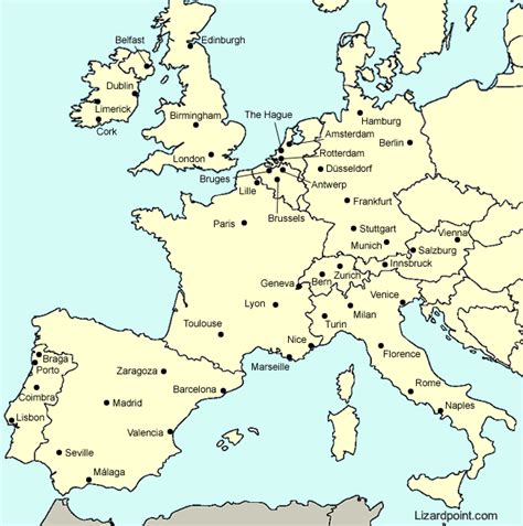 Map Europe Major Cities United States Map Europe Map