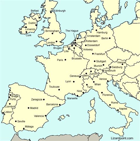 Map Of Western Europe With Cities Vector U S Map