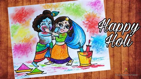 Holi Simple Cute Radha Krishna Drawing Lankasoppa