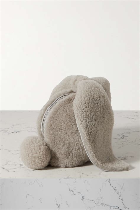Gray Bunny Small Jacquard Trimmed Shearling Shoulder Bag Loewe Net