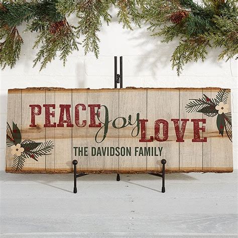 Peace Joy Love Personalized Wood Plank Sign