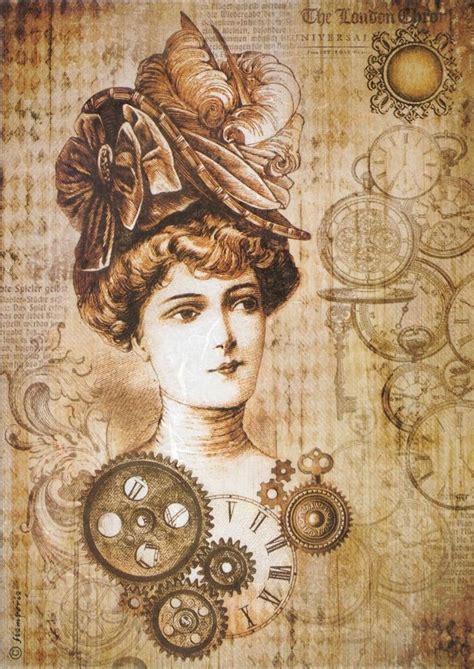 stamperia a4 rice paper steampunk lady with hat for sale online ebay steampunk wallpaper