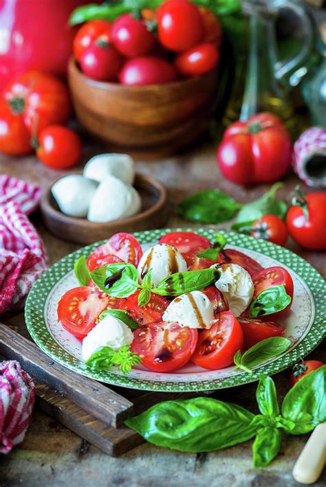 Caprese Salad With Balsamic Vinegar And Fresh Basil Photograph By Irina