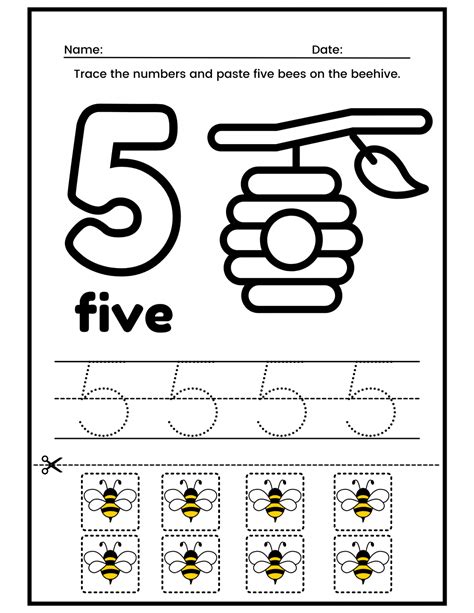 Free Preschool Number 5 Worksheets Printable Pdf