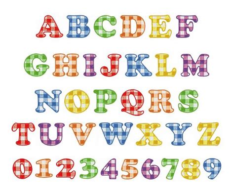 Gingham Font Lettering Alphabet Print Stickers Lettering