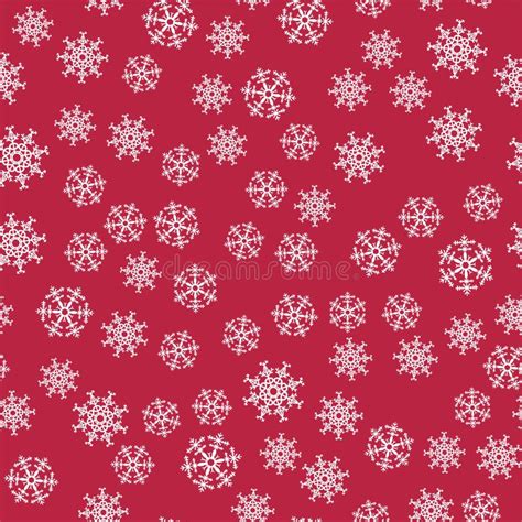Abstract Christmas Seamless Pattern From White Snowflakes On Red