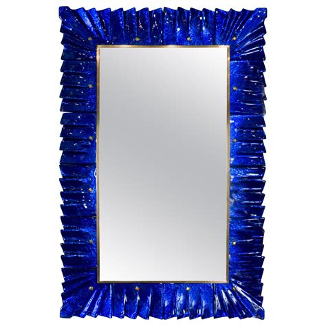 Italian Mirror With Cobalt Blue Glass Frame 1960 At 1stdibs